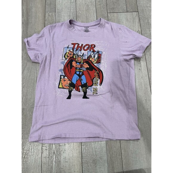 Marvel Comics The Mighty Thor T-Shirt Men's Large L Short Sleeve Graphic Purple - Picture 1 of 4